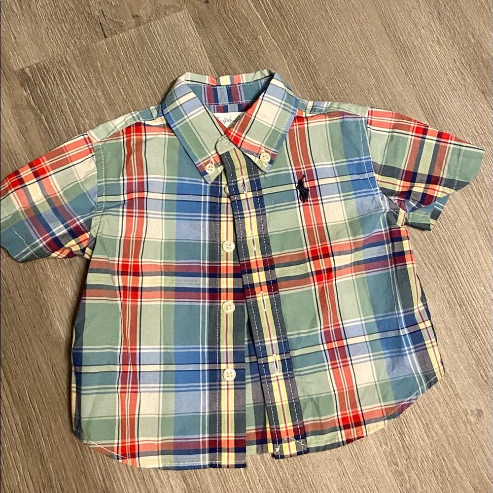 Ralph Lauren 3 month plaid button up shirt